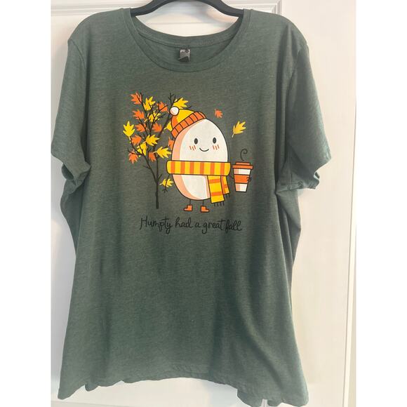 GUC Instant Message Green Plus Size T Shirt HUMPTY HAD A GREAT FALL sz 3XW - Picture 1 of 5